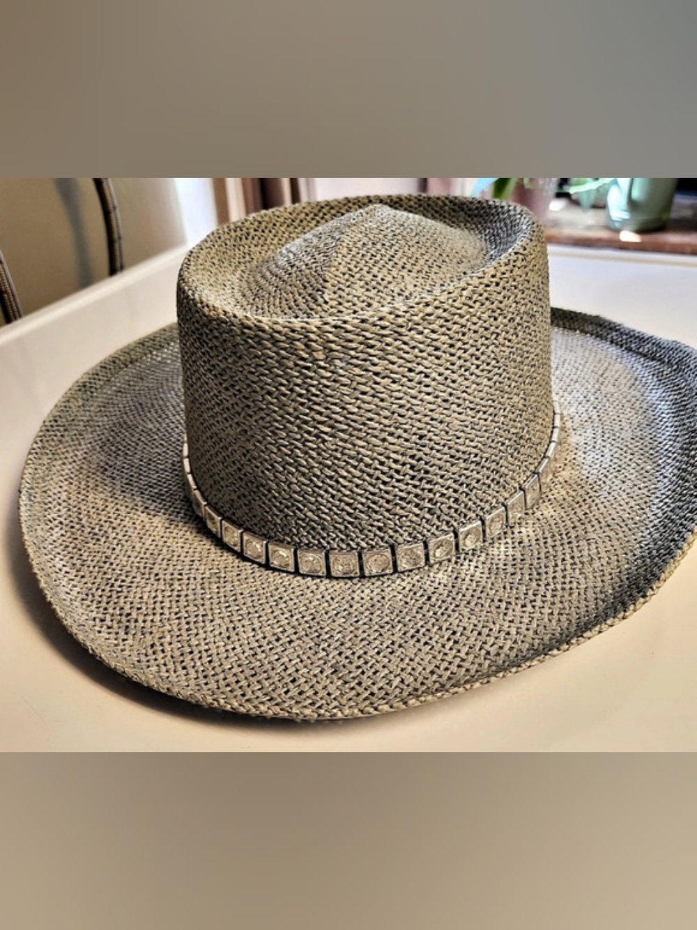 Blue Fedora Hat with Decorative Band Like New